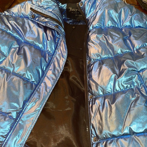 Juicy Couture (black label)metallic blue women’s puffer jacket size M - Picture 7 of 7